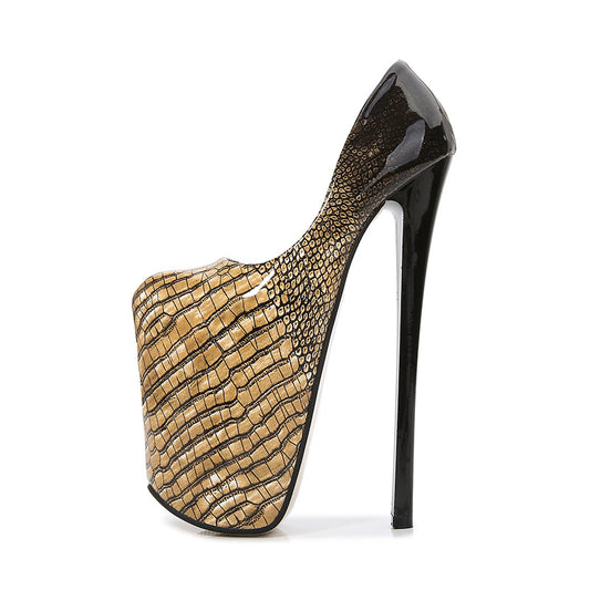 Color: Golden, Size: 45 - Cross border express sale of high heel shoes on behalf of customers
