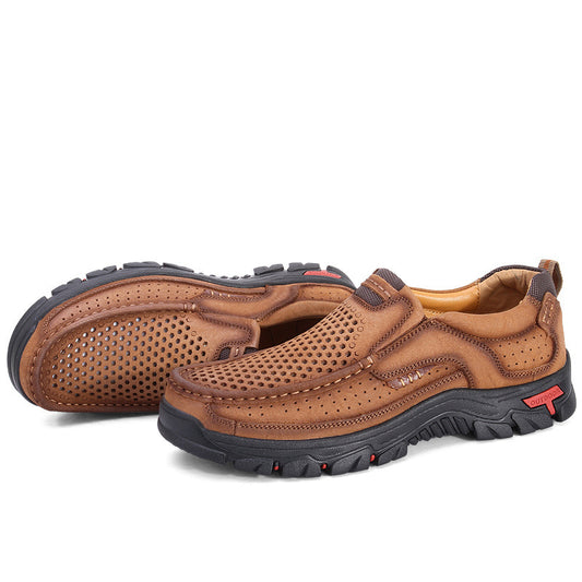 Color: BrownBreathable, Size: 45 - Leather men's shoes
