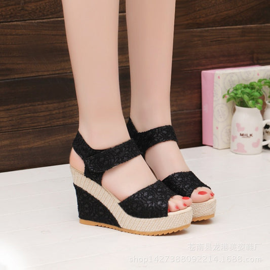 Color: Black, Size: 39-1, style:  - Manufacturers selling 2021 spring and summer new explosion network bookeen sexy mouth shoes wedge sandals black women's sandals