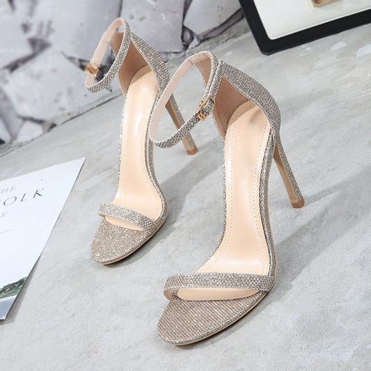 Color: Gold Flash, Style: 8cm-37, Size:  - High heel sandals women stiletto heels