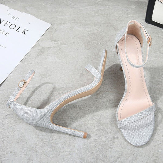 Color: Silver Flash, Style: 10cm-36, Size:  - High heel sandals women stiletto heels