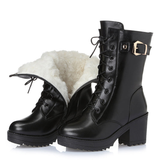 Color: Black, style: Wool-42, Size:  - Martin mid boots