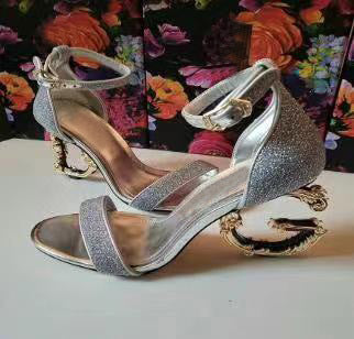 Color: Silver, Size: 37 - Gold high heels