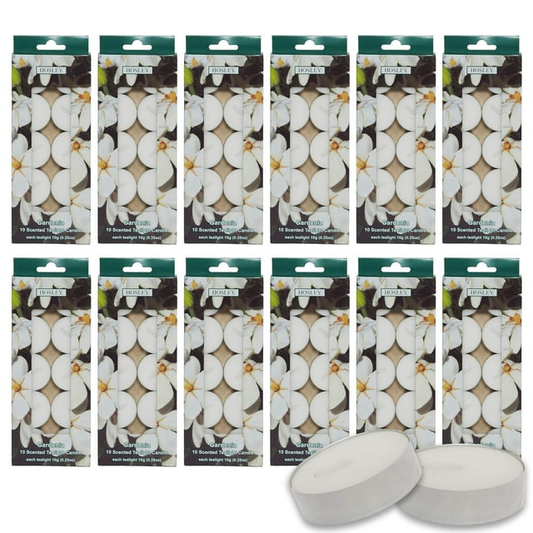 Hosley 120 Pk. Pressed Gardenia Scented Tealight Candles.