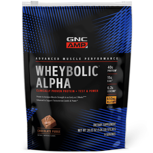 GNC AMP Wheybolic(TM) Alpha Protein Powder + Testosterone & Power Support, Chocolate Fudge, 1.26 LB, 40g Whey Protein