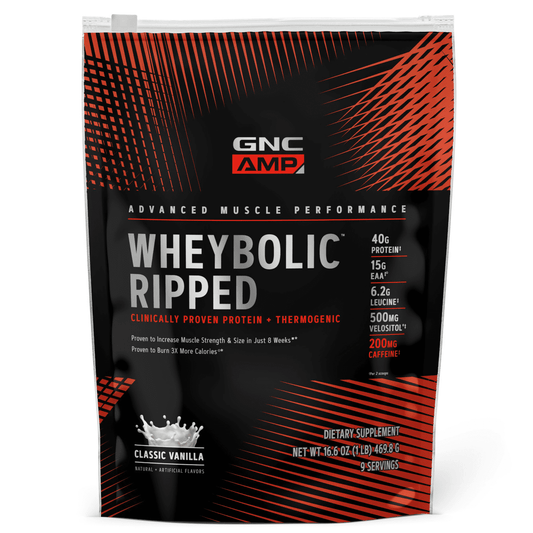 GNC AMP Wheybolic(TM) Ripped Protein Powder + Thermogenic, Classic Vanilla, 1.0 LB, 40g Whey Protein