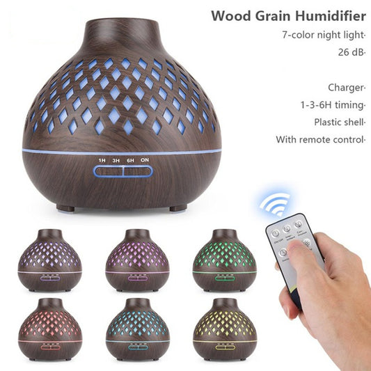 1pc 500ML Air Humidifier Essential Oil Machine Air Aroma Diffuser Wood Ultrasonic Air Humidifier Essential Oil Aromatherapy Cool Mist Maker