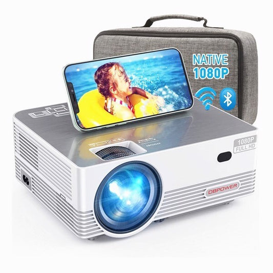 Native 1080P WiFi Bluetooth Projector; DBPOWER 9500L Full HD Outdoor Movie Projector; Q6 White