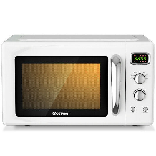 0.9 Cu.ft Retro Countertop Compact Microwave Oven-White - Color: White
