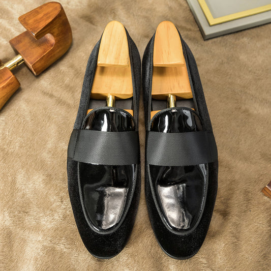 Velvet Patent Leather Korean Loafers Business Casual Leather Shoes