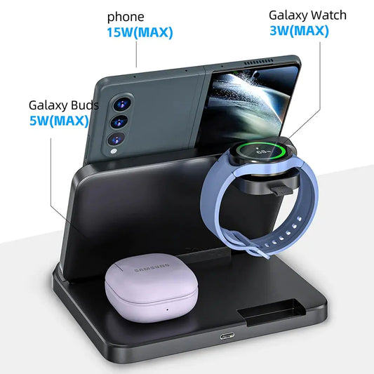 CHARGING STATION - Foldable 3 in 1 Wireless Charging Bracket, Compatible With The Full Range Of Samsung Galaxy Z Fold/Flip Folding Phones