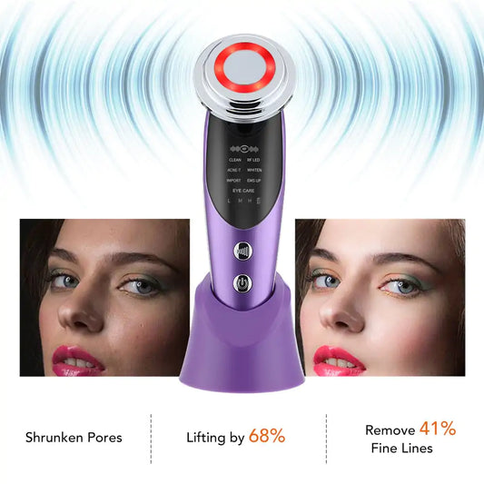 7-in-1 FACIAL MASSAGER - Perfect device for those who want to achieve a youthful appearance. With 7 different functions, tones and lifts facial muscles, reduce wrinkles and improve blood circulation.  Achieve younger look and feel better -  try it today!