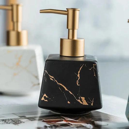 MARBLE SOAP DISPENSER - Elegant Marble Design and Gold-plated Dispenser