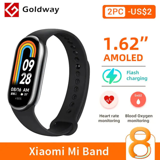 Xiaomi SMART BAND 8 (GLOBAL VERSION) Health & Fitness Tracker with 60Hz Refresh Rate 1.62" AMOLED Display, 16-Day Battery Life, 150+ Sports Modes, Blood Oxygen, Heart Rate, Sleep & Stress Monitoring