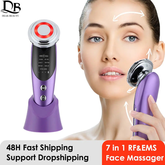 FACE LIFTER - 7 in 1 Face lift device, facial massager, complete rejuvenation, Powerful EMS, RF, microcurrent technology, and light therapy, Effectively targets signs of aging, wrinkles, and sagging skin, Stimulates collagen production, Enhances skin elas