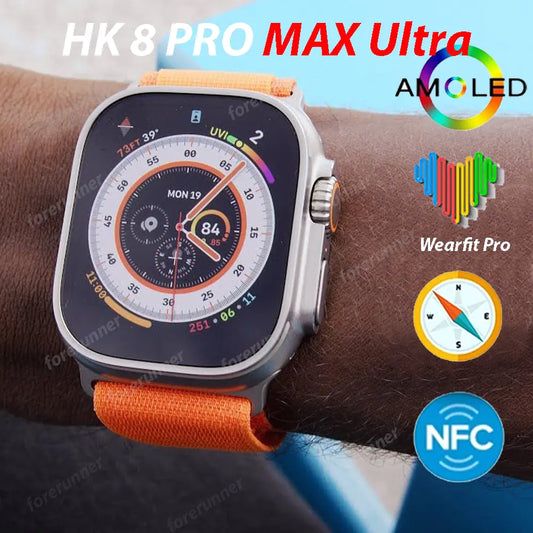 Ultra SMART WATCH - 49mm Series 2.2-inch AMOLED HD screen, 5.2RAM, 128MB+ 256MB, NFC Fitness Watches for Women Men Exercise Modes Sleep Tracking Apps, Water Resistant Watch for iOS and Android