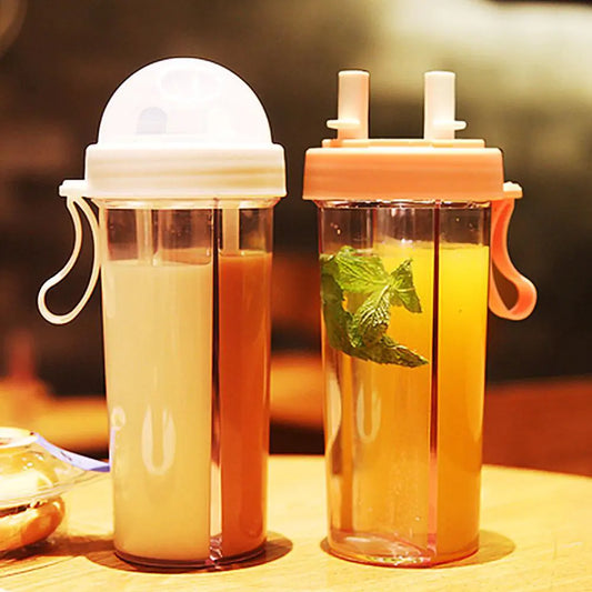 DRINKING CUP - Double Straw Water Bottle